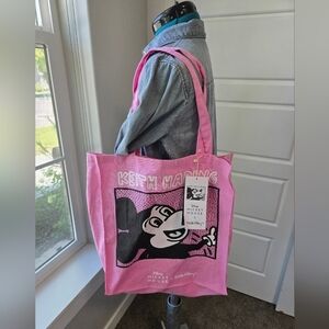 DISNEY MICKEY MOUSE X KEITH HARING POP ART PINK TOTE BAG 100% COTTON NWT ARTIST